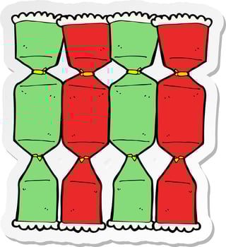 sticker of a cartoon christmas cracker vector