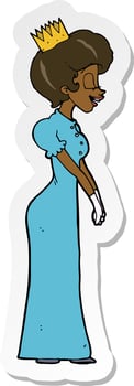 sticker of a cartoon princess vector