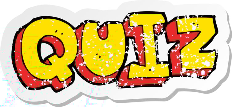 retro distressed sticker of a cartoon quiz sign vector