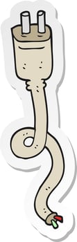 sticker of a cartoon power wire vector