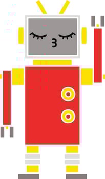flat color retro cartoon robot vector