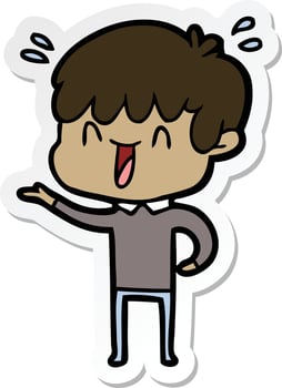 sticker of a cartoon laughing boy vector
