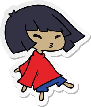 sticker cartoon of a cute kawaii girl vector