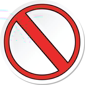 sticker of a cute cartoon not allowed sign vector