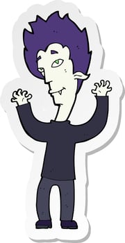 sticker of a cartoon vampire man vector