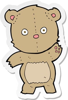 sticker of a cartoon teddy bear vector
