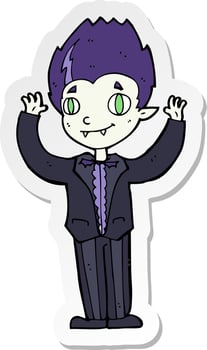 sticker of a cartoon vampire boy vector