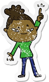 distressed sticker of a cartoon woman vector