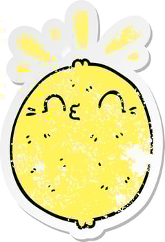distressed sticker of a cute cartoon lemon vector