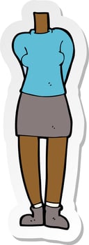 sticker of a cartoon female body vector