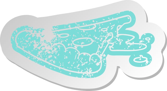 distressed old sticker of a slice of pizza vector