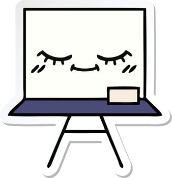 sticker of a cute cartoon white board vector