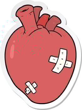 sticker of a cartoon heart vector