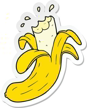 sticker of a cartoon bitten banana vector