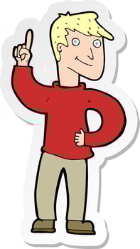 sticker of a cartoon man with great idea vector