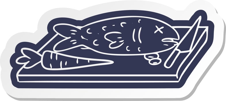 cartoon sticker of a food chopping board vector