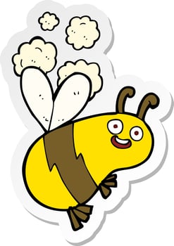 sticker of a funny cartoon bee vector