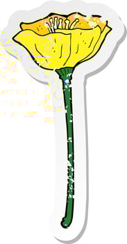 retro distressed sticker of a cartoon flower vector