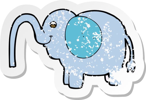retro distressed sticker of a cartoon elephant squirting water vector