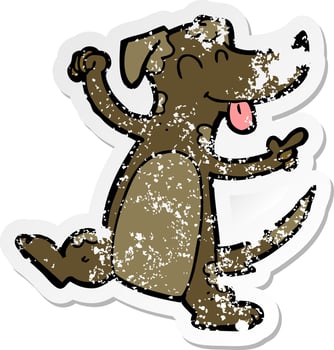 distressed sticker of a cartoon dancing dog vector