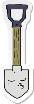 sticker of a cartoon shovel vector