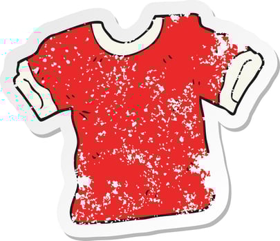 retro distressed sticker of a cartoon t shirt vector
