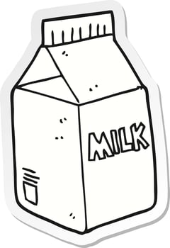 sticker of a cartoon milk carton vector