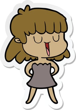 sticker of a cartoon woman vector