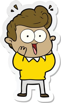 sticker of a cartoon excited man vector
