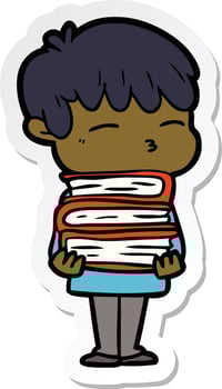 sticker of a cartoon curious boy vector