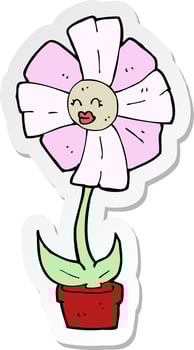 sticker of a cartoon flower vector