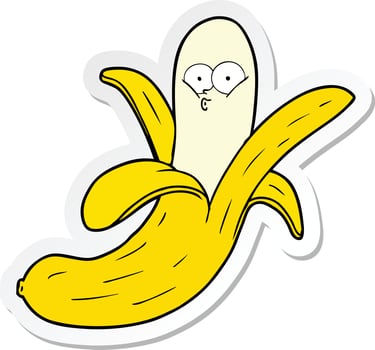 sticker of a cartoon banana with face vector