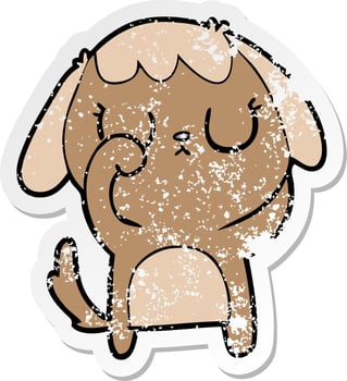 distressed sticker of a cute cartoon dog vector