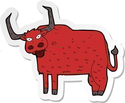 sticker of a cartoon hairy cow vector