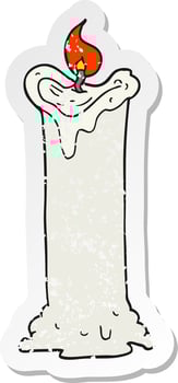 retro distressed sticker of a cartoon spooky candle vector