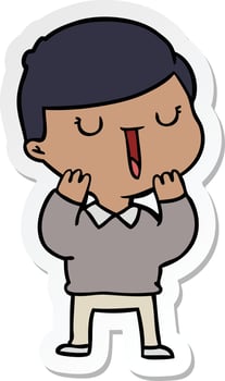 sticker of a cartoon happy boy vector
