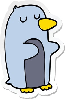 sticker of a cartoon penguin vector