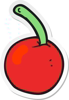 sticker of a cartoon cherry vector