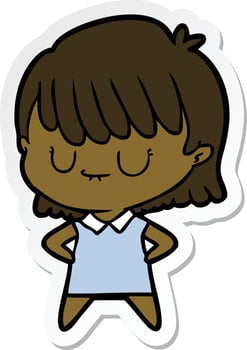 sticker of a cartoon woman vector