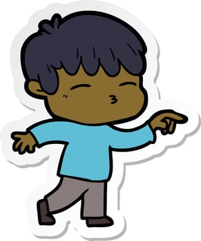 sticker of a cartoon curious boy vector