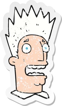 retro distressed sticker of a cartoon shocked man vector
