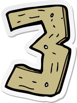 sticker of a cartoon wooden number vector