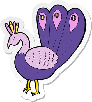 sticker of a cartoon peacock vector