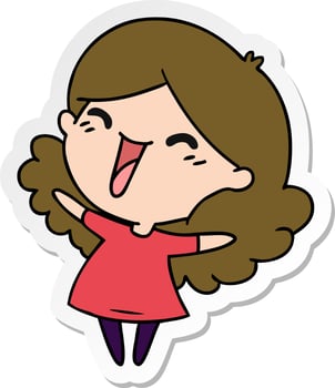 sticker cartoon of cute kawaii girl vector