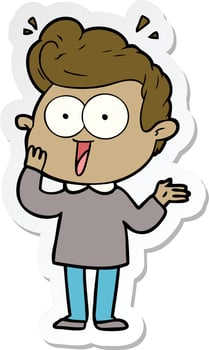 sticker of a cartoon staring man vector