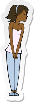 sticker of a cartoon pretty woman vector