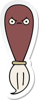 sticker of a cute cartoon paint brush vector