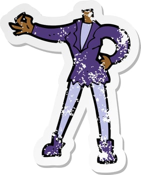 retro distressed sticker of a cartoon female vampire body vector