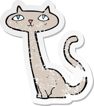 retro distressed sticker of a cartoon cat vector