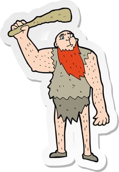 sticker of a cartoon neanderthal vector